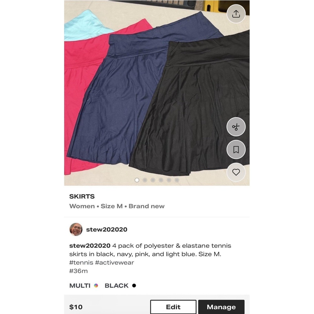 Temu 4pk Women Tennis Skirts with Shorts and Pocket Multicolor Size Medium NEW